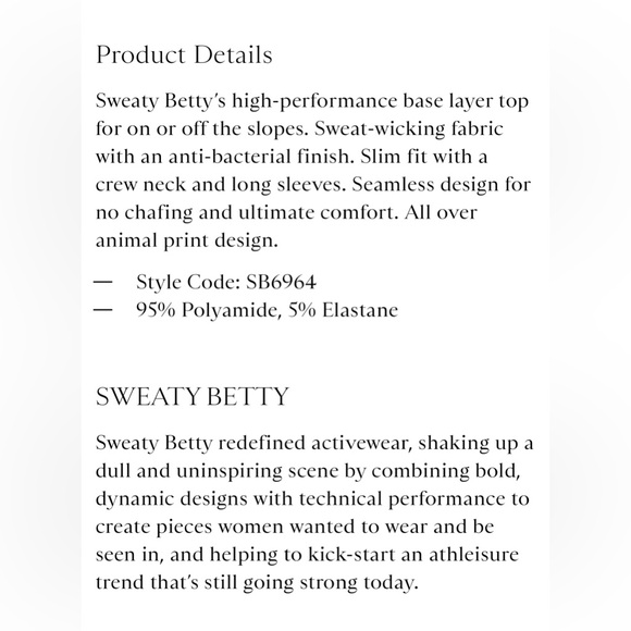 Sweaty Betty Ski Crew Neck + Legging Base Layer - Picture 7 of 8